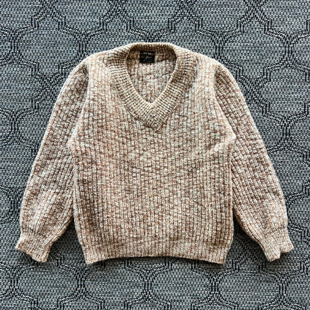 Vintage Golden Arrow Sweater Womens Large Gold Wool Chunky Knit V-Neck 50s 60s